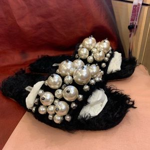 Authentic Miu Miu black beaded sandals